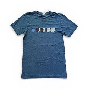 Moon Phases Graphic T-Shirt Unisex Small Astronomy Celestial Lunar Night Sky Tee
